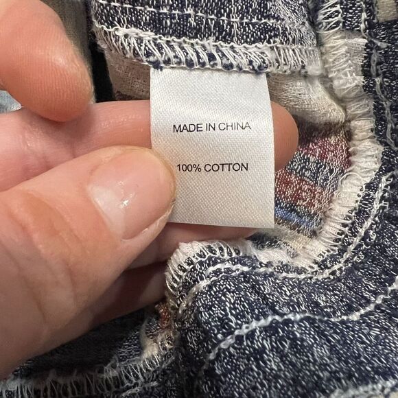 DREW Anthropologie Striped Short Sleeve Tie Front Button-Up Top Size Medium M - Picture 5 of 8